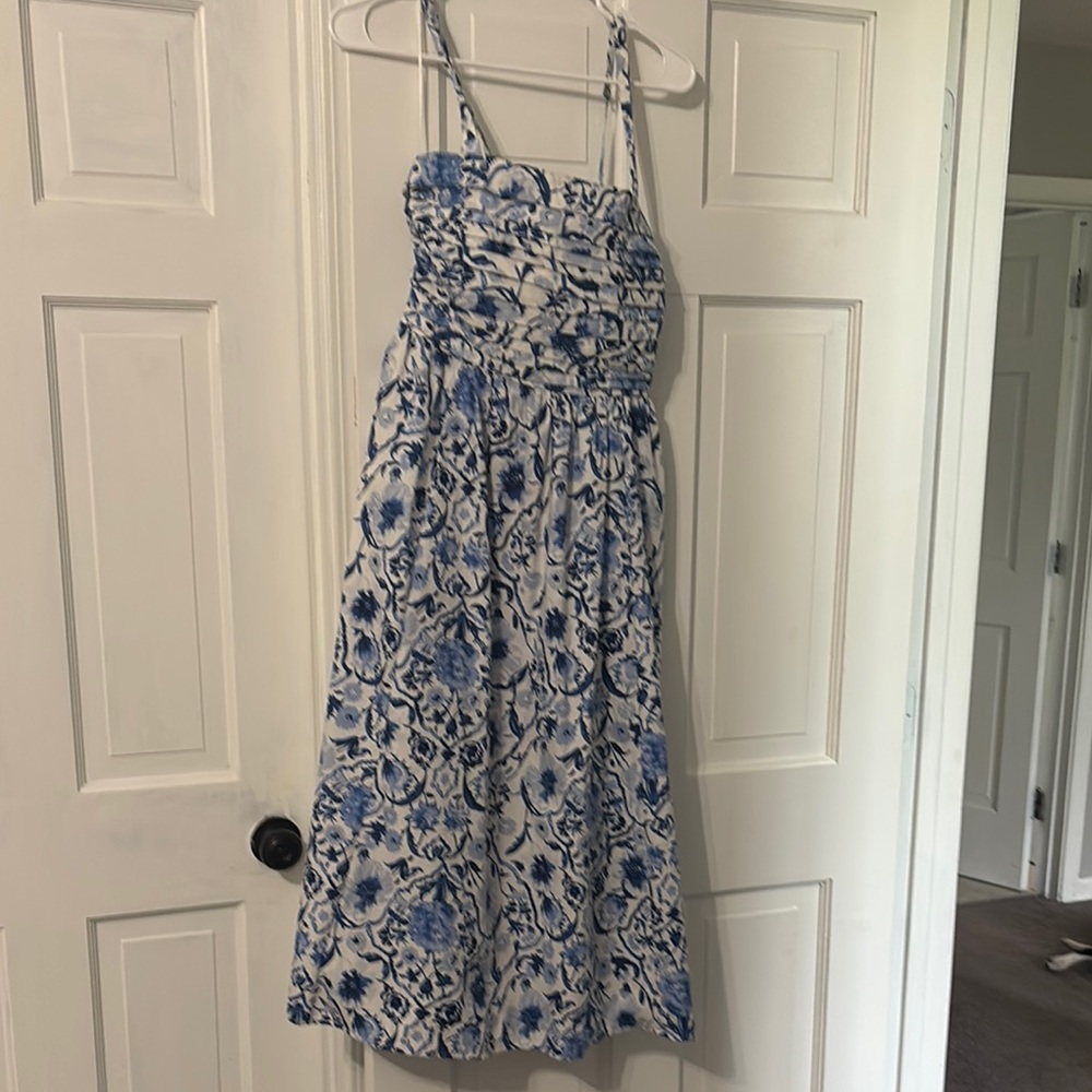Abercrombie & Fitch Blue and White Spaghetti Strap Sundress